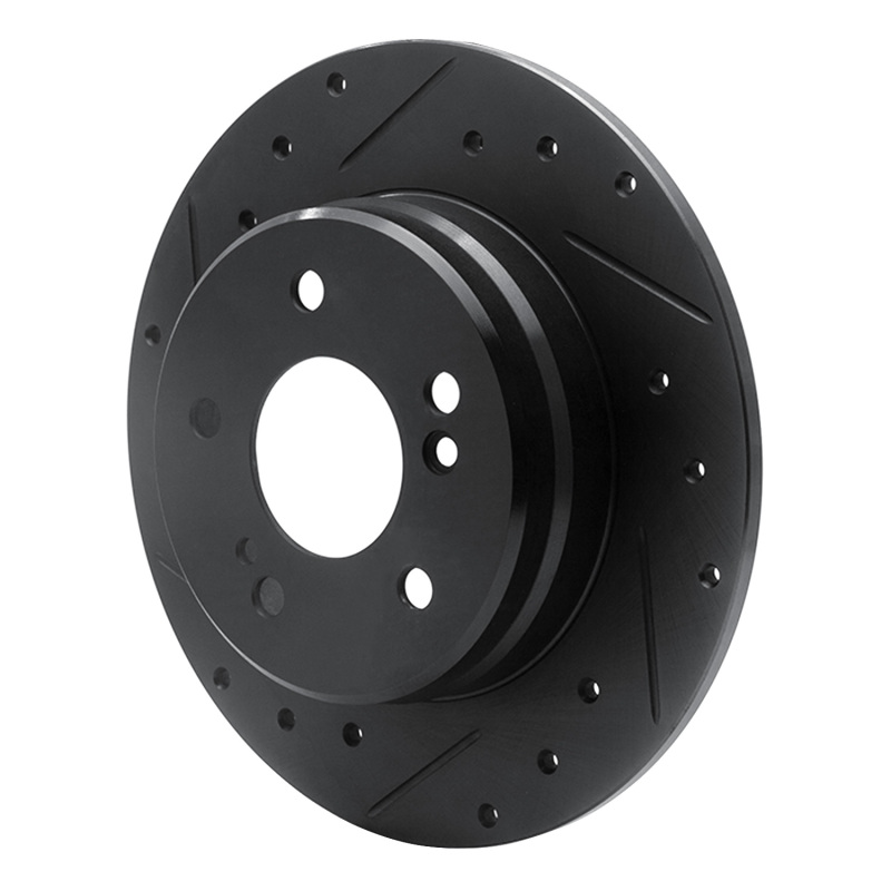 Chrysler Crossfire Brake Rotor (1) - Rear Left - R1 Concepts - Drilled & Slotted - Black - `87-`15